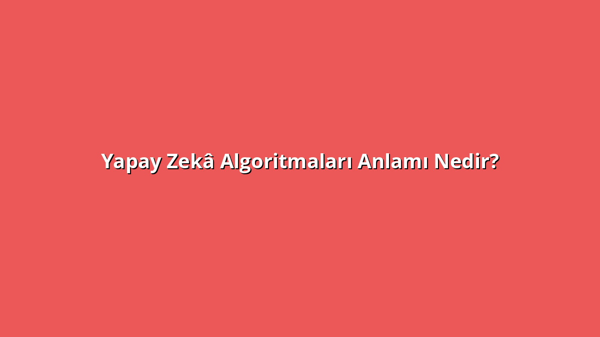 Yapay Zekâ Algoritmaları 1 - www.anlamine.com.tr Yapay Zekâ Algoritmaları Anlamı Nedir? Yapay Zekâ Algoritmaları Ne Anlama Geliyor?