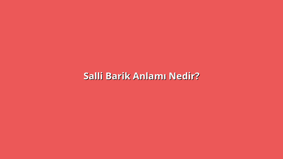 Salli Barik Anlamı Nedir? Salli Barik Ne Anlama Geliyor?